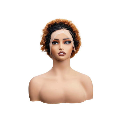 #65 13x4 Lace Pixie Afro Curly Human Hair Wig 8 Inches