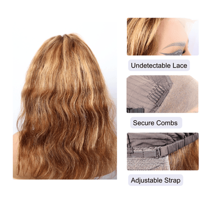 #5 13x4 Lace Body Wave Highlight Human Hair Wig 12 Inches