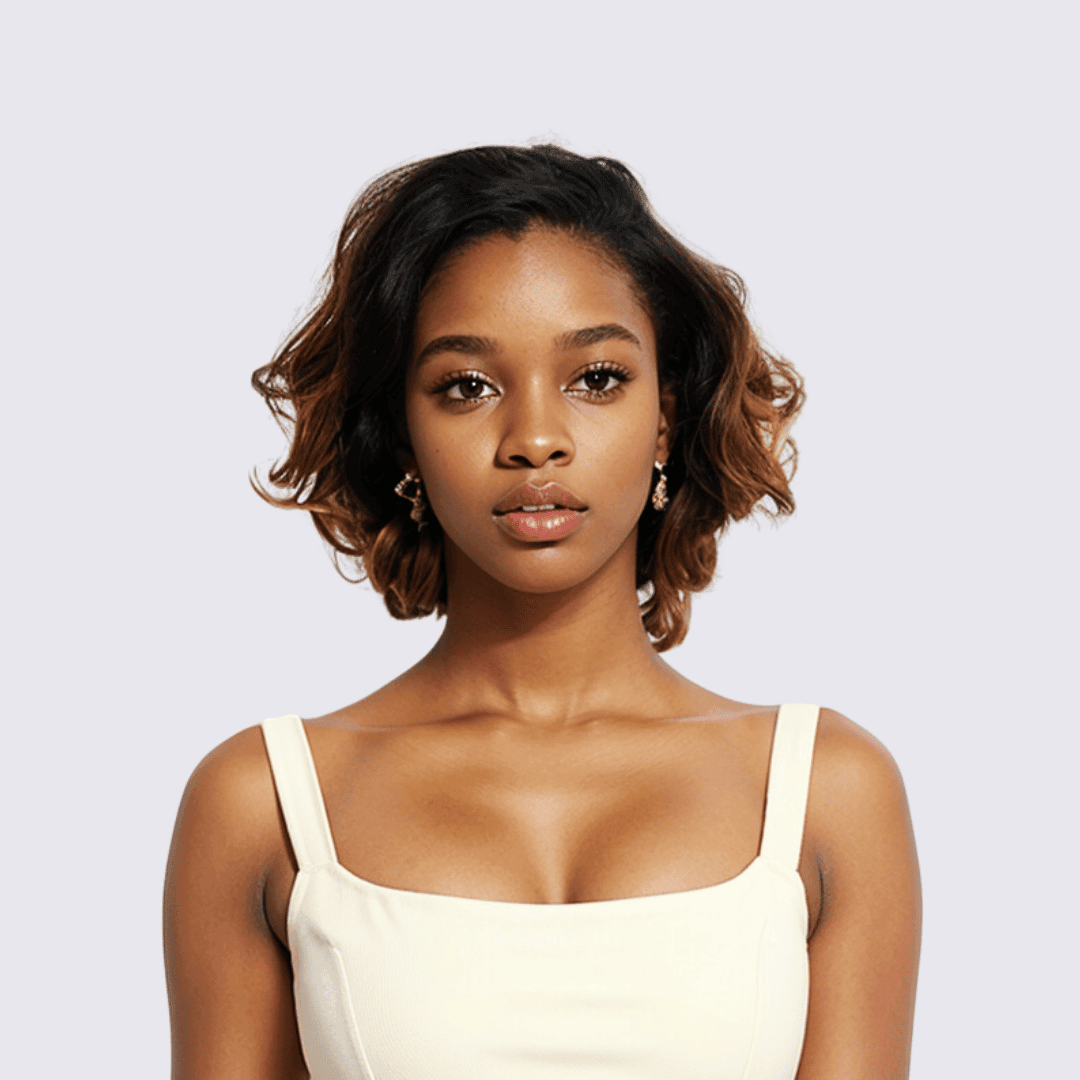#59 13x4 Lace Pixie Wave Human Hair Wig 8 Inches