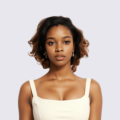 #59 13x4 Lace Pixie Wave Human Hair Wig 8 Inches