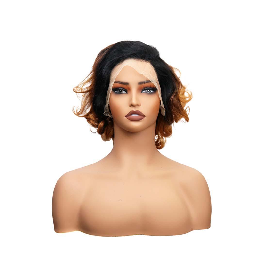 #59 13x4 Lace Pixie Wave Human Hair Wig 8 Inches