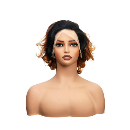 #59 13x4 Lace Pixie Wave Human Hair Wig 8 Inches