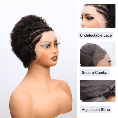 #65 13x4 Lace Pixie Afro Curly Human Hair Wig 8 Inches