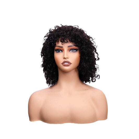 #67 MR Lace Curly Black Human Hair Wig 12 Inches