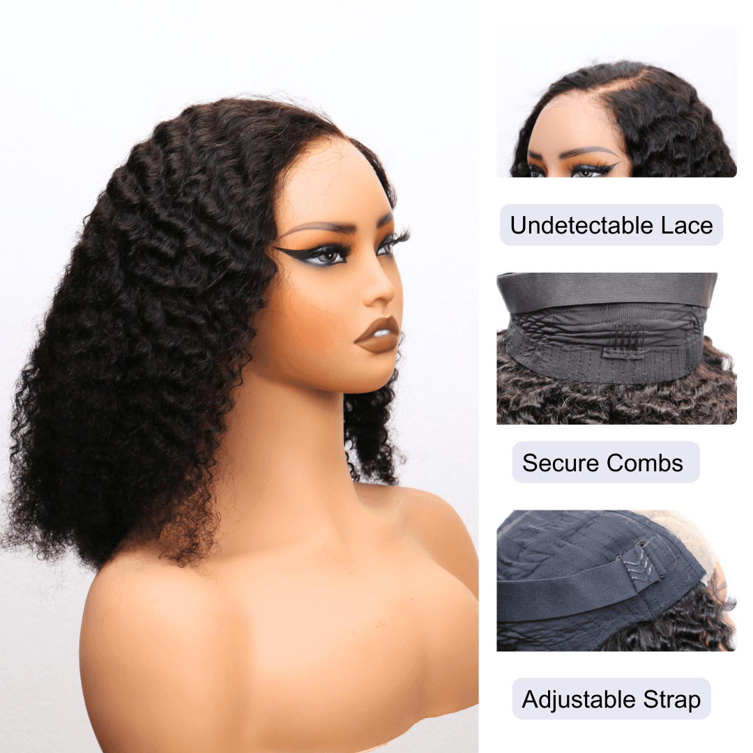#72 5x5 Lace Kinky Curly Black Human Hair Wig