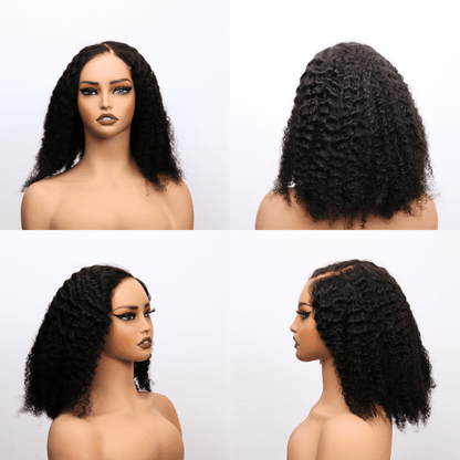 #72 5x5 Lace Kinky Curly Black Human Hair Wig