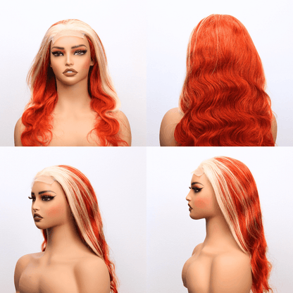 #74 4x4 Lace Body Wave Blonde Ginger Highlight Human Hair Wig