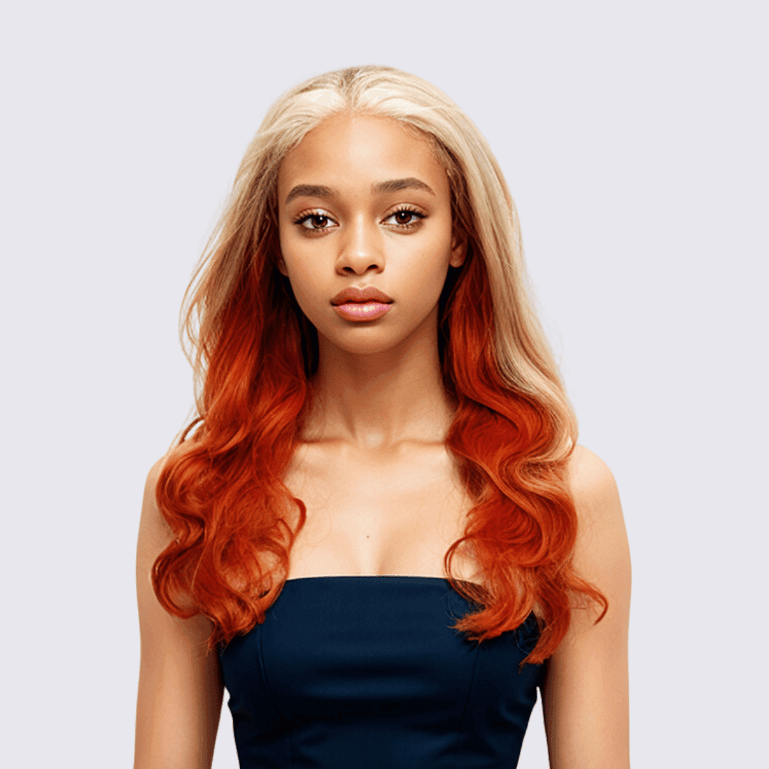 #74 4x4 Lace Body Wave Blonde Ginger Highlight Human Hair Wig