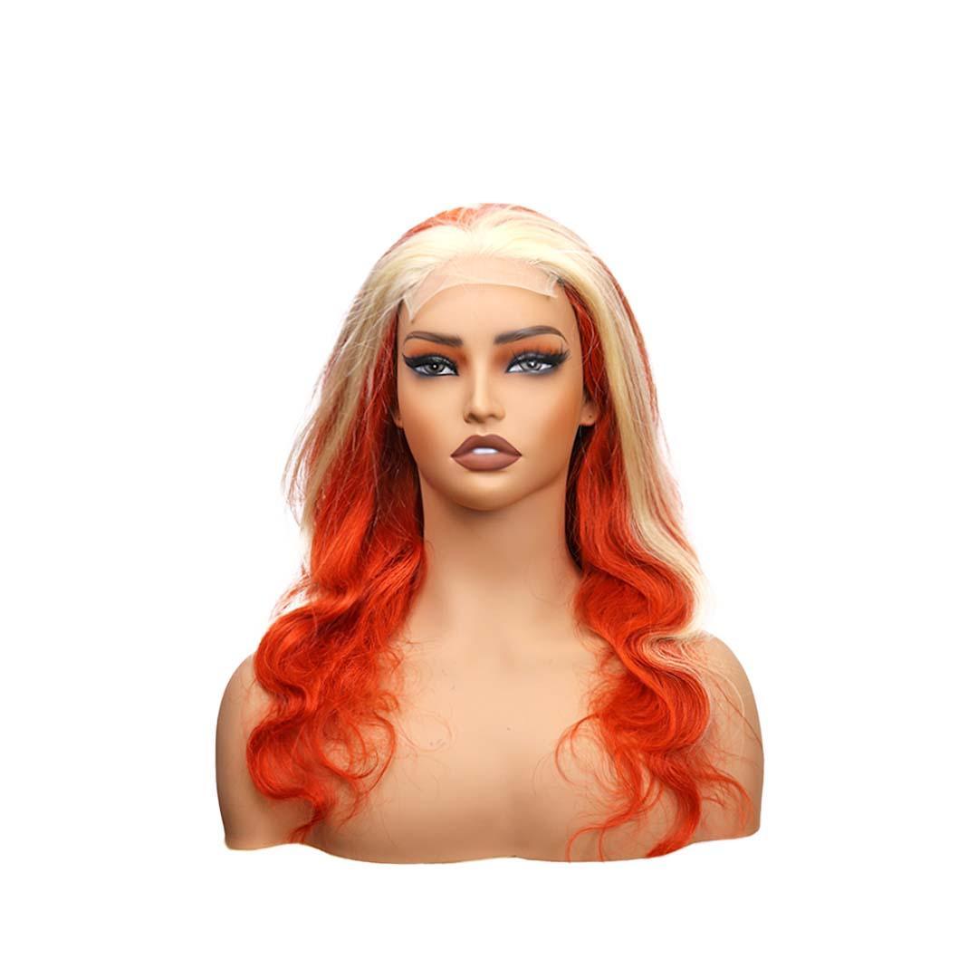 #74 4x4 Lace Body Wave Blonde Ginger Highlight Human Hair Wig