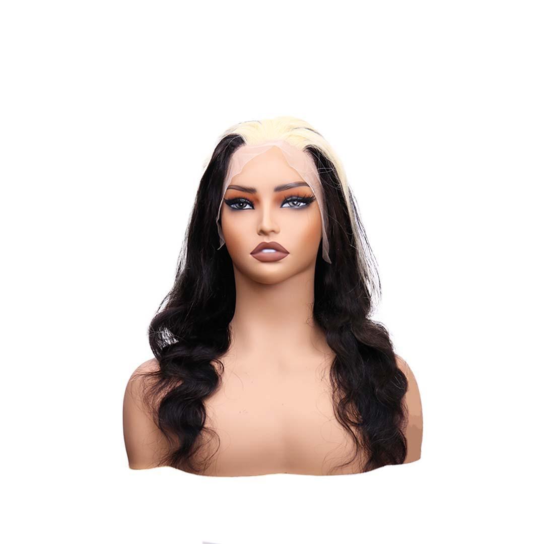 #76 13x4 Lace Body Wave Blonde Black Highlight Human Hair Wig