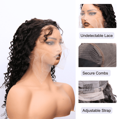 #78 13x6 Lace 150% Pixie Curly Black Human Hair Wig
