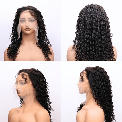 #78 13x6 Lace 150% Pixie Curly Black Human Hair Wig
