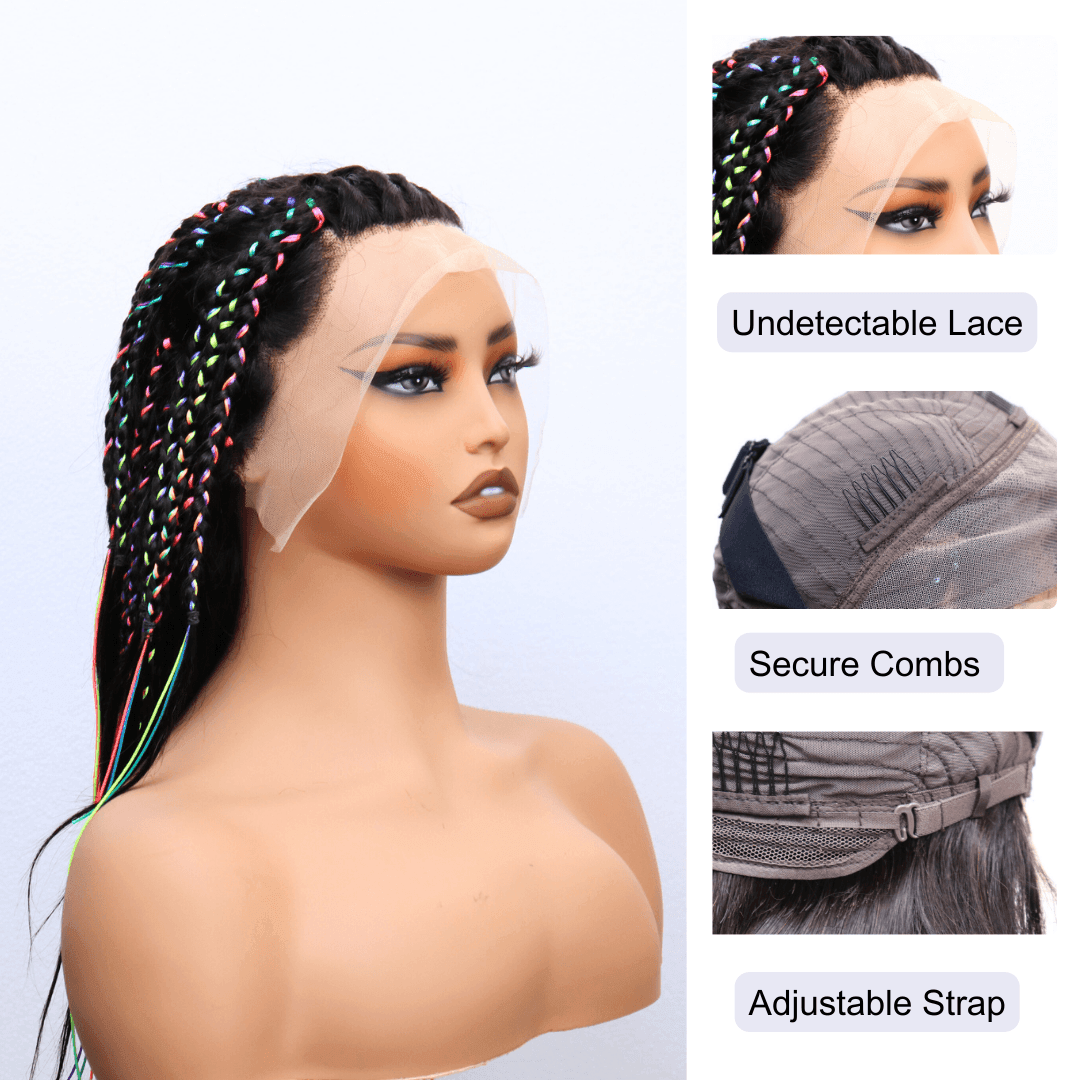 #81 13x4 Lace 150% Colored Braids Human Hair Wig