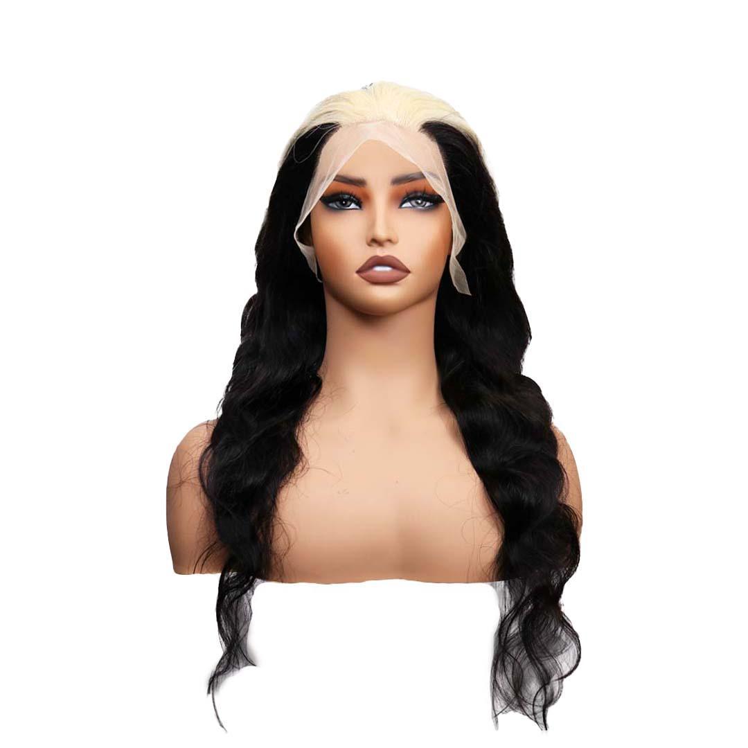 #76 13x4 Lace Body Wave Blonde Black Highlight Human Hair Wig