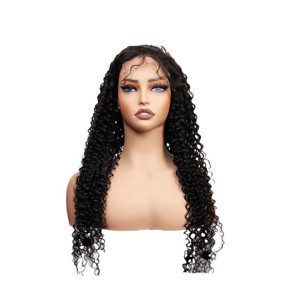 #77 5x5 Lace 150% Burmese Curly Black Human Hair Wig