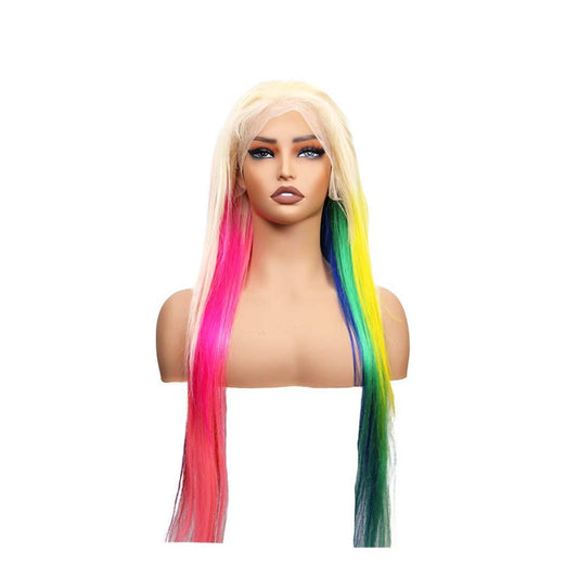 #124 13x4 Lace Straight Rainbow Human Hair Wig 30 Inches