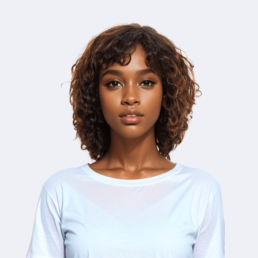 #17 4x4 Lace Deep Wave Brown Human Hair Wig 12 Inches - RoseTask