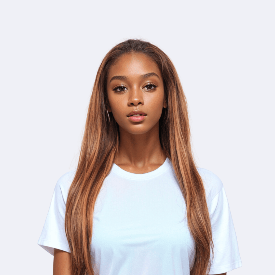 #24 13x4 Lace Straight Ginger Highlight Human Hair Wig 22 Inches - RoseTask