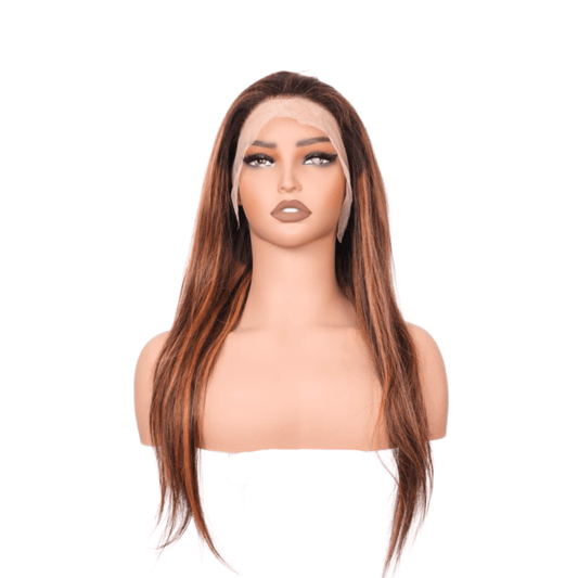 #24 13x4 Lace Straight Ginger Highlight Human Hair Wig 22 Inches