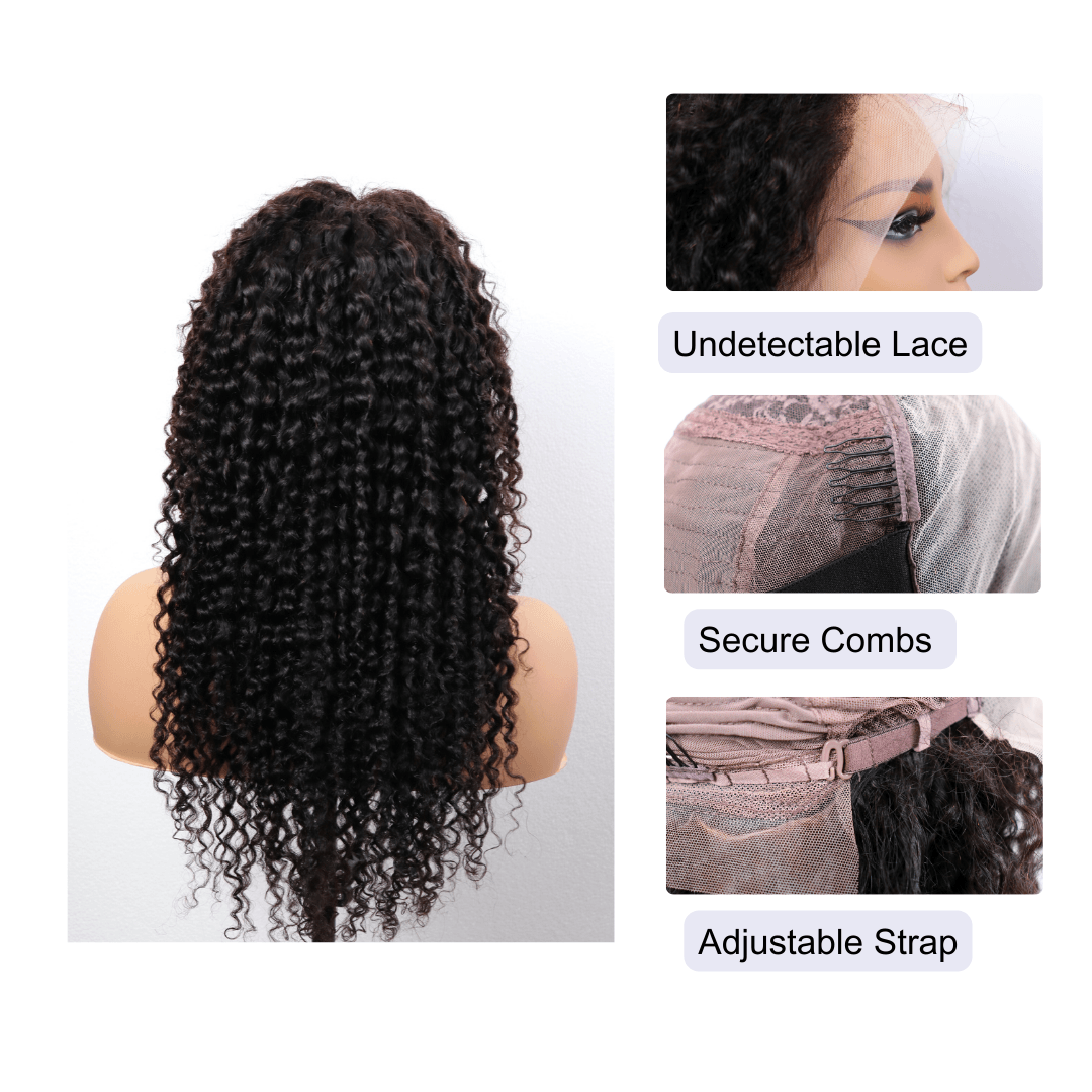 #29 13x4 Lace Kinky Curly Black Human Hair Wig 22 Inches