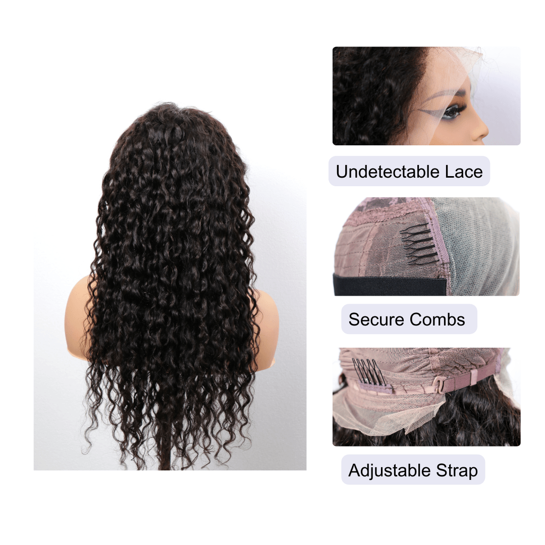 #30 13x4 Lace Deep Curly Black Human Hair Wig 22 Inches