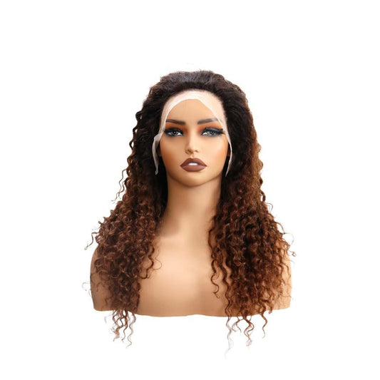 #31 13x4 Lace Deep Curly Ombre Brown Human Hair Wig 22 Inches