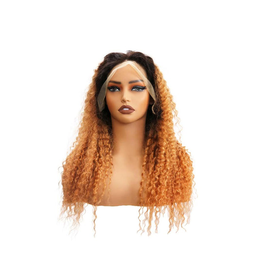 #32 13x4 Lace Deep Curly Ombre Blonde Human Hair Wig 22 Inches