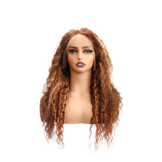 #34 13x4 Lace Deep Curly Highlight Blonde Human Hair Wig 22 Inches