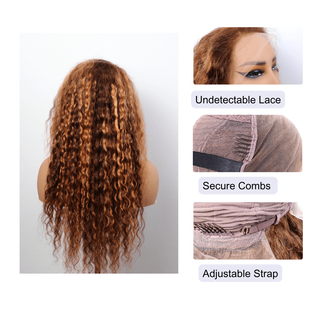 #34 13x4 Lace Deep Curly Highlight Blonde Human Hair Wig 22 Inches