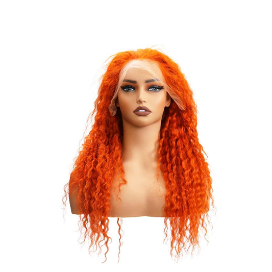 #36 13x4 Lace Deep Curly Ginger Human Hair Wig 22 Inches