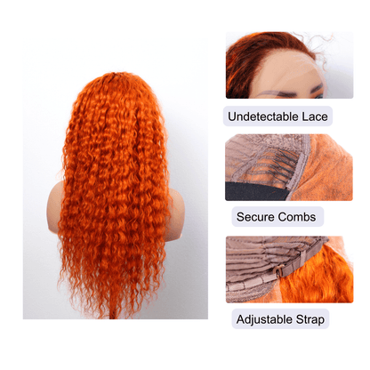 #36 13x4 Lace Deep Curly Ginger Human Hair Wig 22 Inches