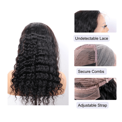 #37 13x4 Lace Kinky Wave Black Human Hair Wig 18 Inches