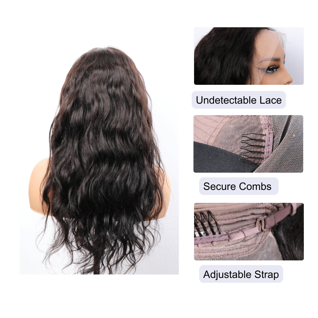 #39 13x4 Lace Water Wave Black Human Hair Wig 22 Inches