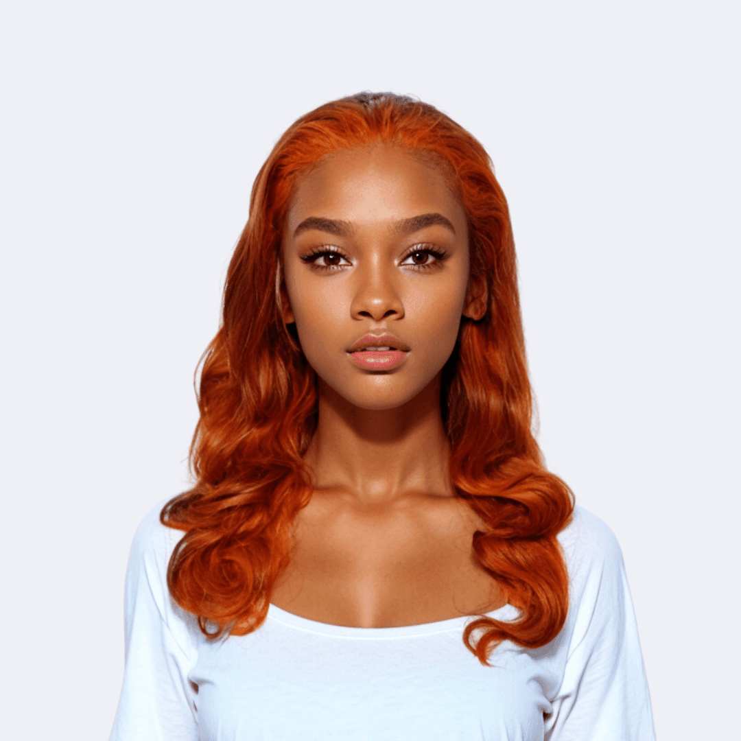 #43 13x4 Lace Water Wave Ginger Human Hair Wig 22 Inches - RoseTask